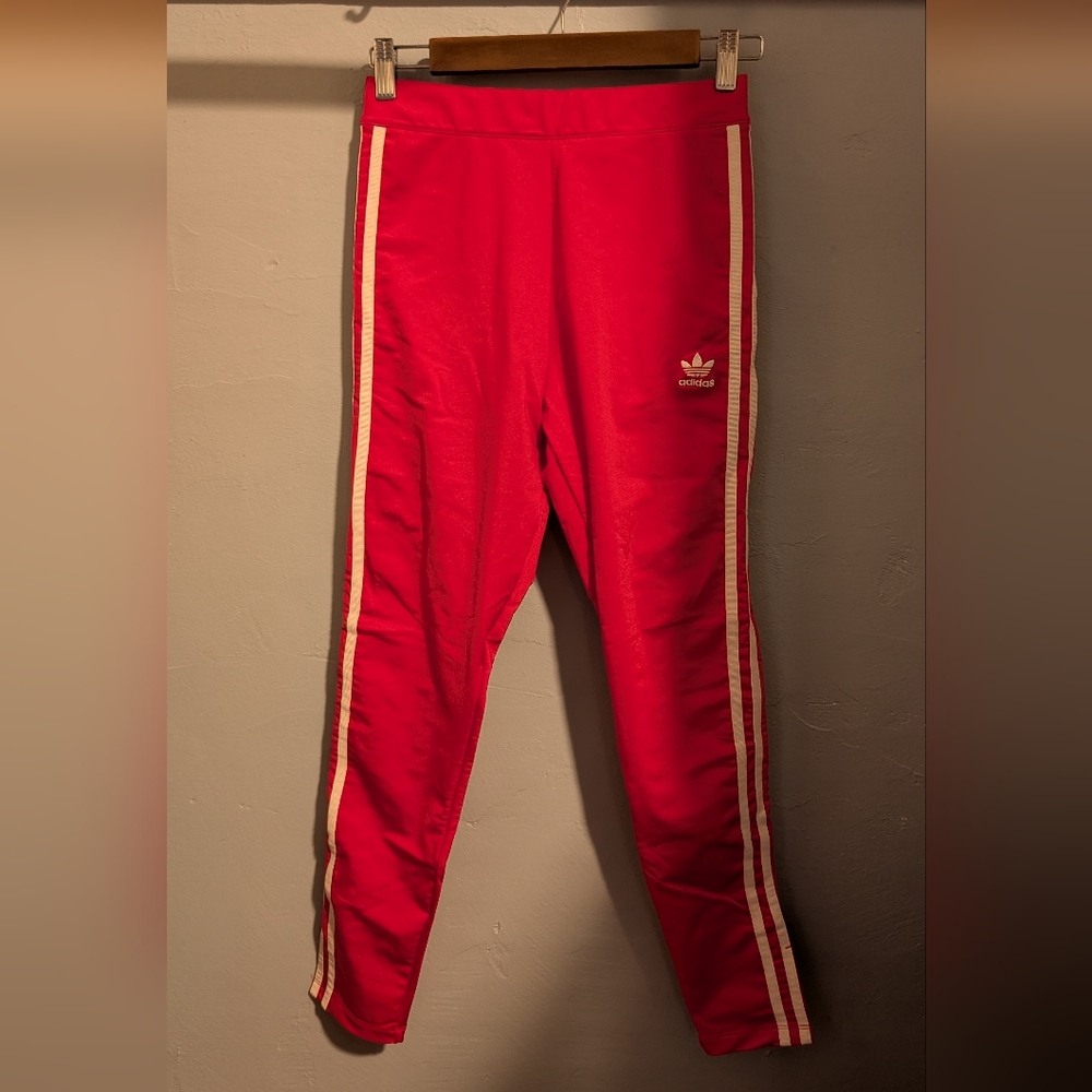 🧶 Adidas Silky Women's Vibrant Pink Joggers with White Tri Stripes